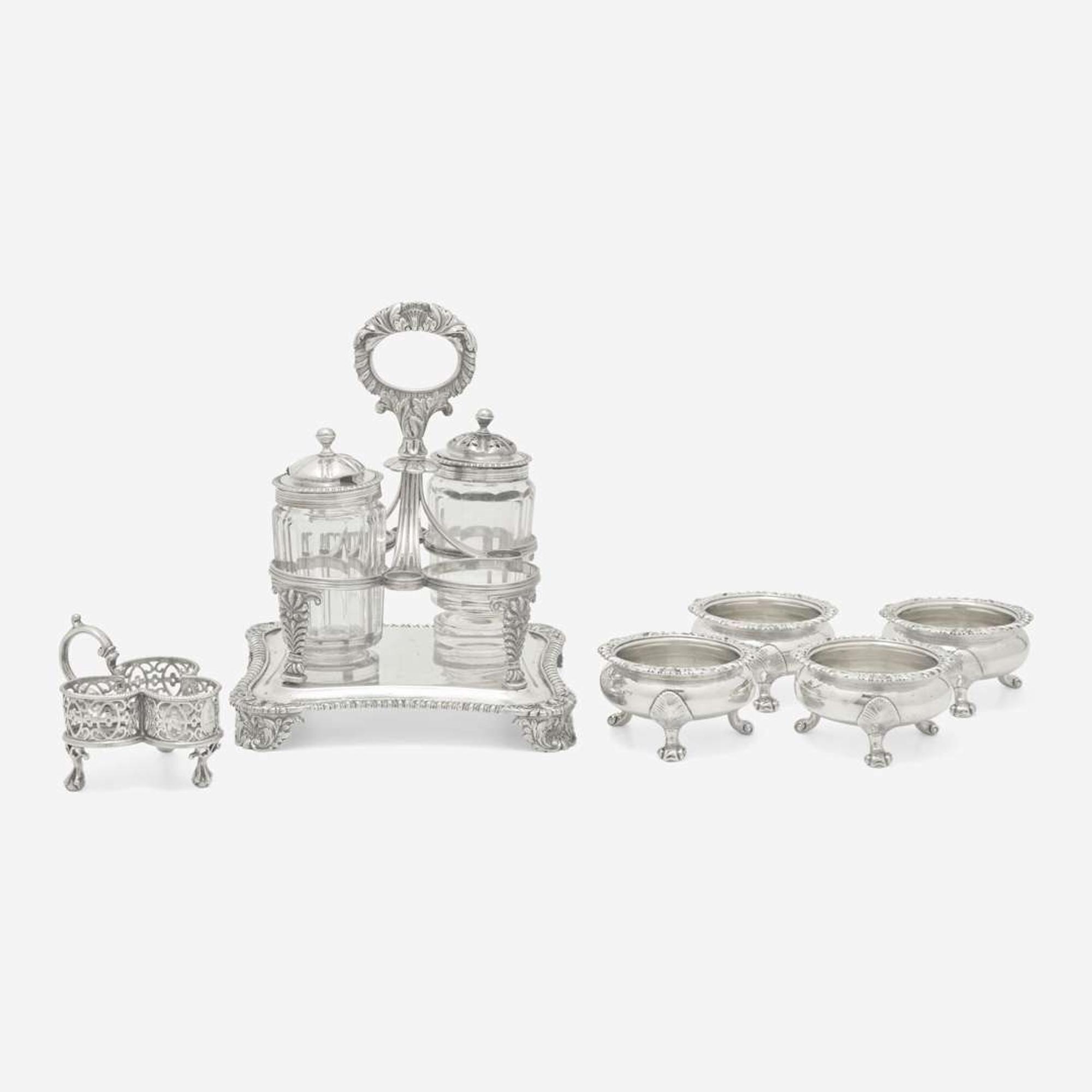 An assembled group of five George III sterling silver tablewares Charles Price, London, 1826