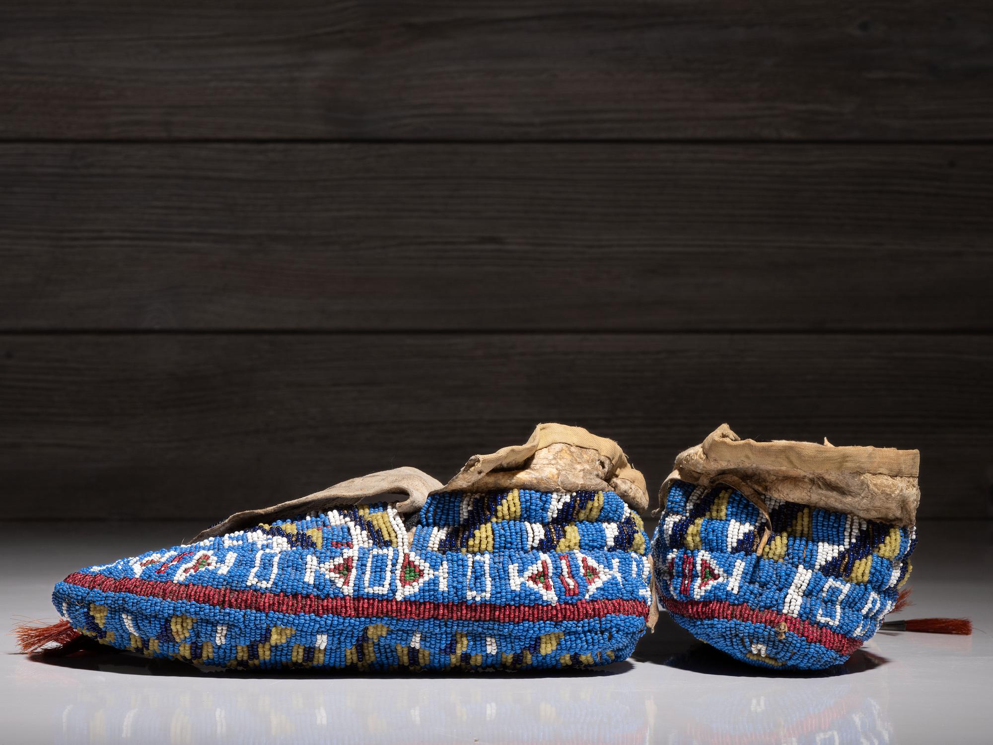Sioux Fully Beaded Hide Moccasins