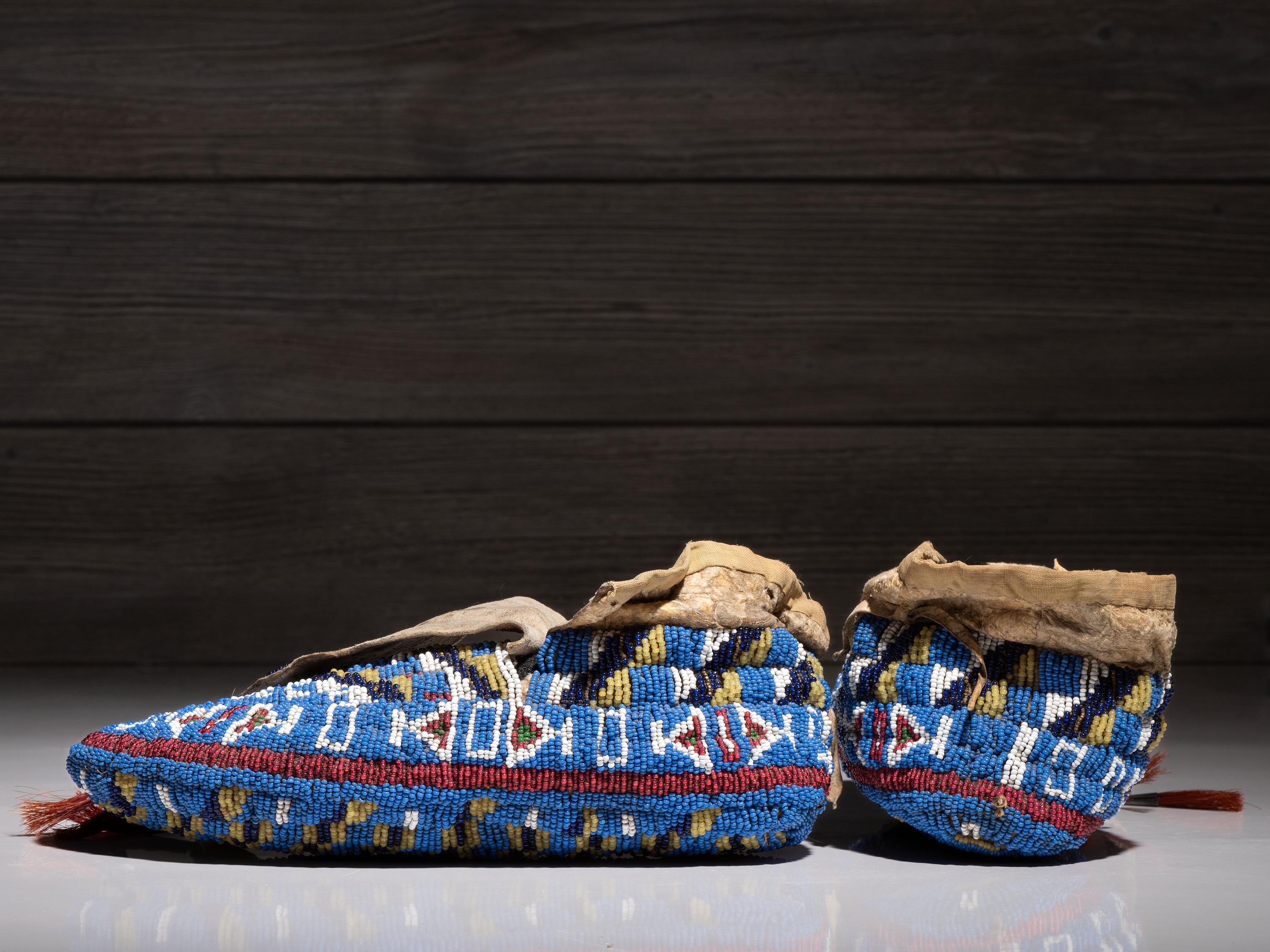 Sioux Fully Beaded Hide Moccasins