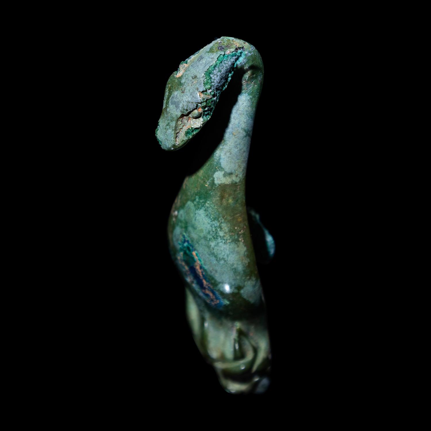Two Chinese Bronze Garment Hooks, Warring States Period-Han Dynasty 戰國-漢 銅帶鉤兩件