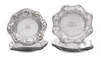 Two Sets of American Silver Bread Plates