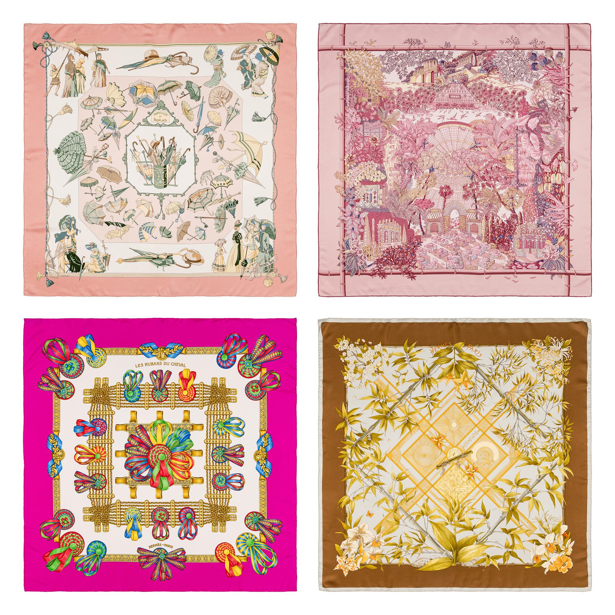 Hermès, Four Silk Scarves 90