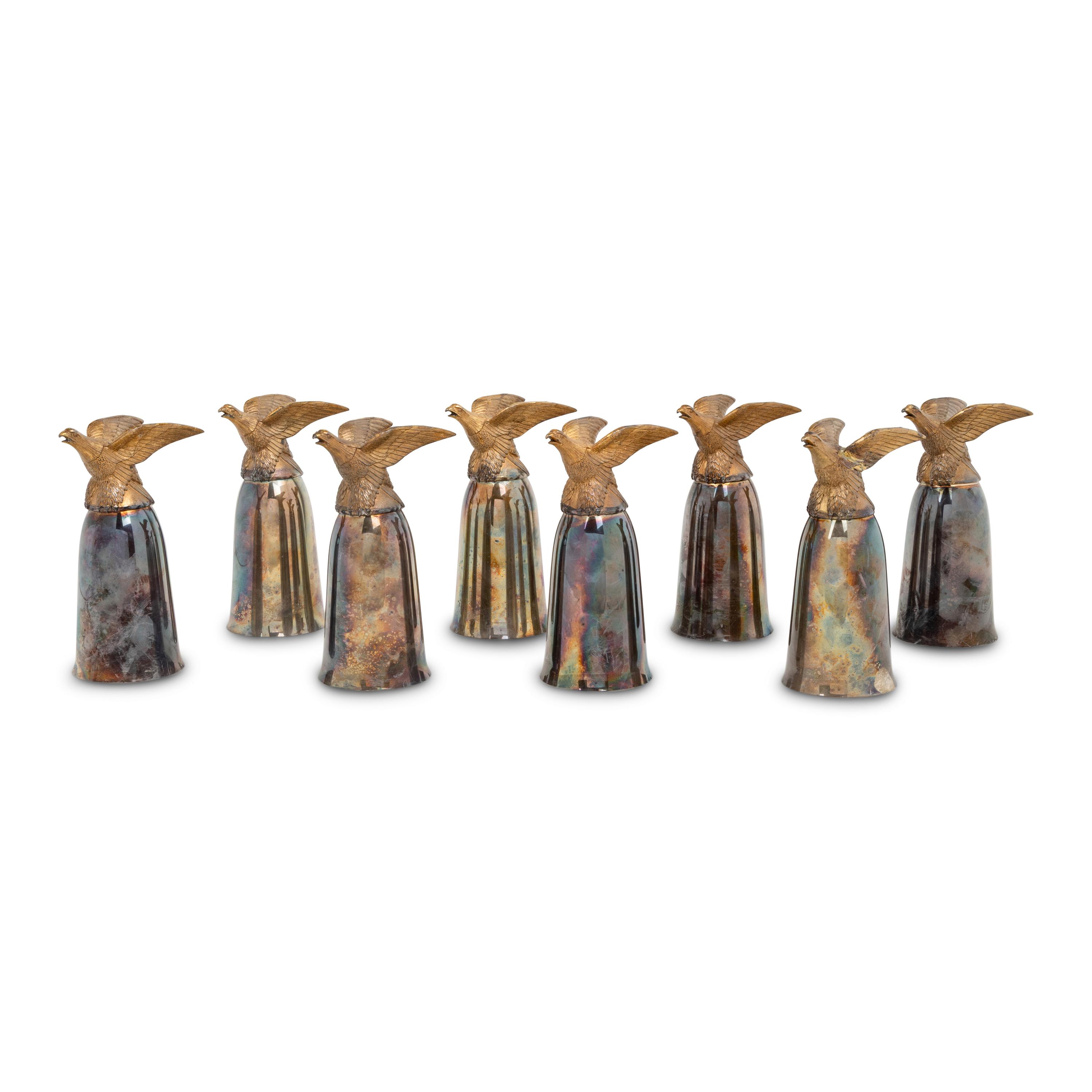 A Set of Eight American Silver-Plate Stirrup Cups