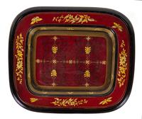 A Lacquered Papier-Mache Tray Table Height 20 1/2 x width 11 x depth 9 inches. — 19TH CENTURY AND LATER