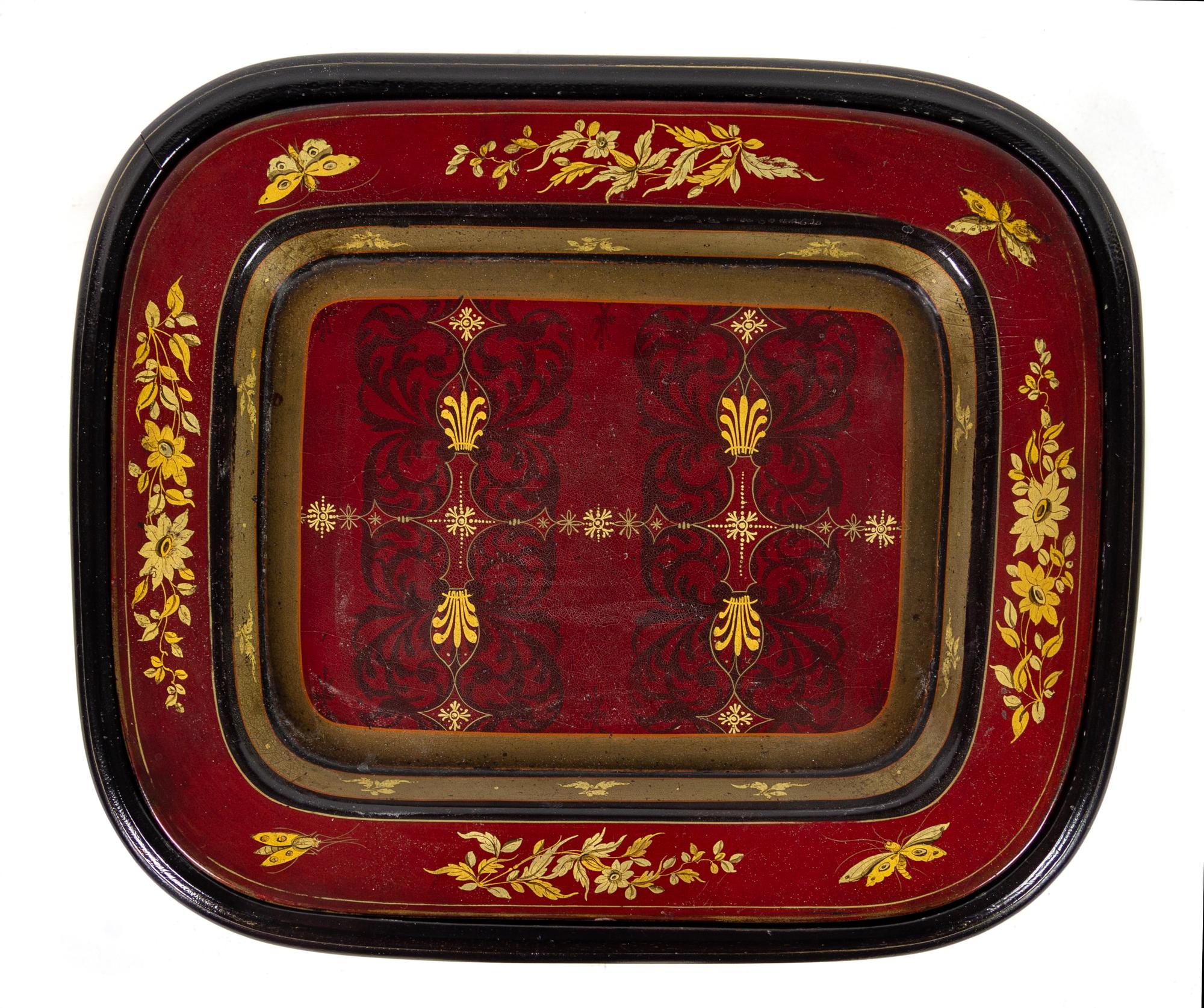 A Lacquered Papier-Mache Tray Table Height 20 1/2 x width 11 x depth 9 inches. — 19TH CENTURY AND LATER