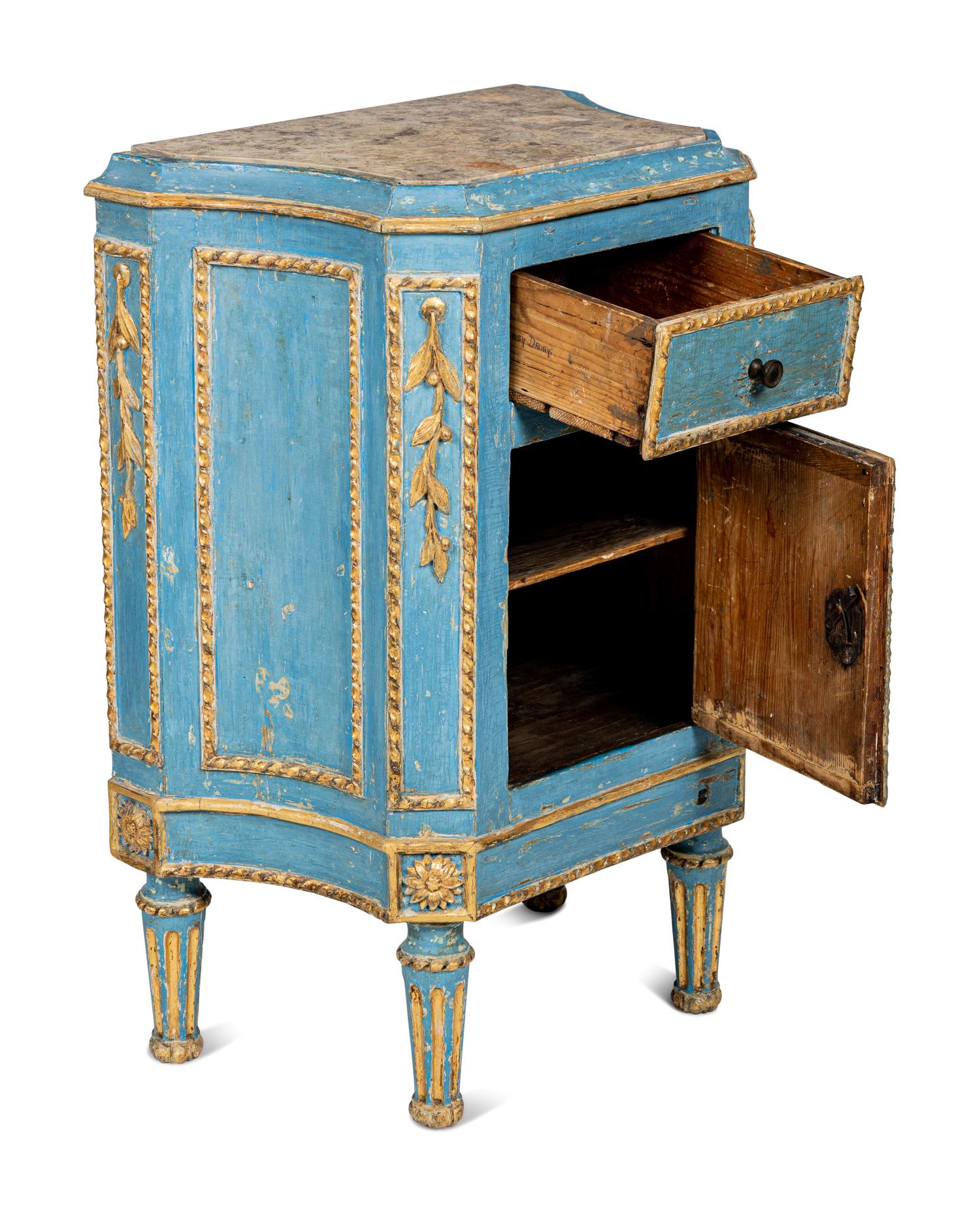 A Pair of North Italian Painted and Parcel-Gilt Side Cabinets