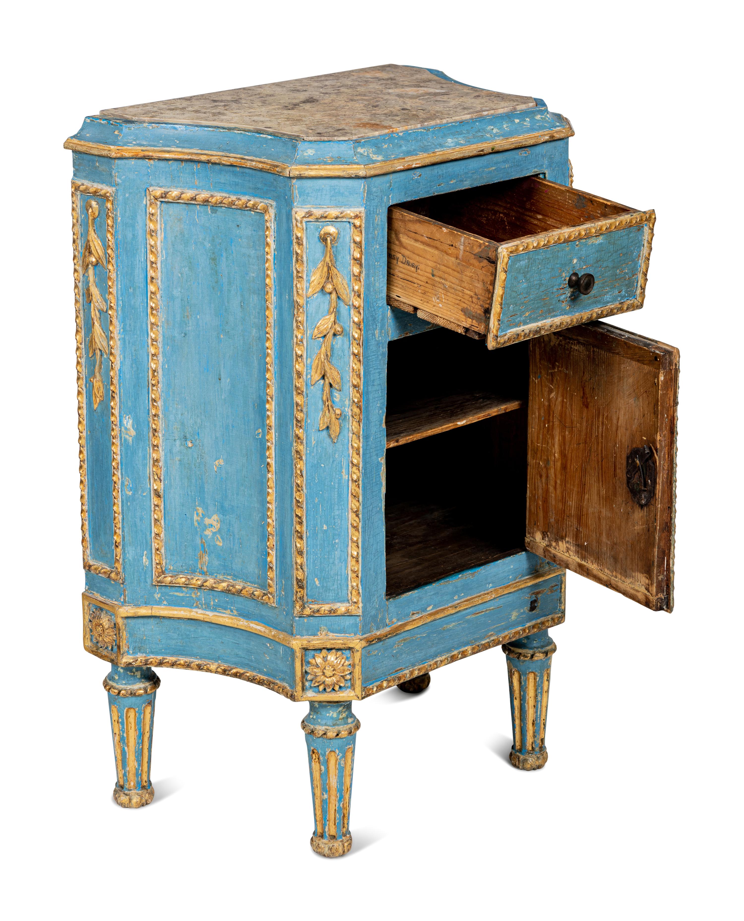 A Pair of North Italian Painted and Parcel-Gilt Side Cabinets