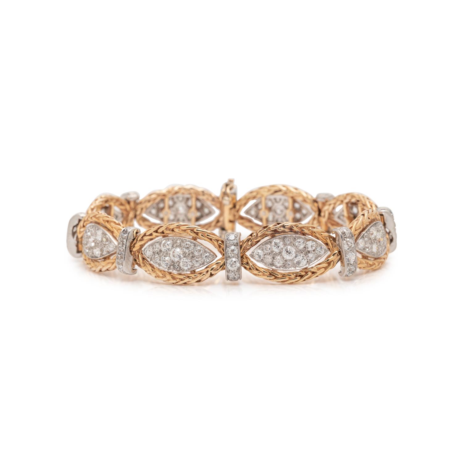 YELLOW GOLD, PLATINUM AND DIAMOND BRACELET