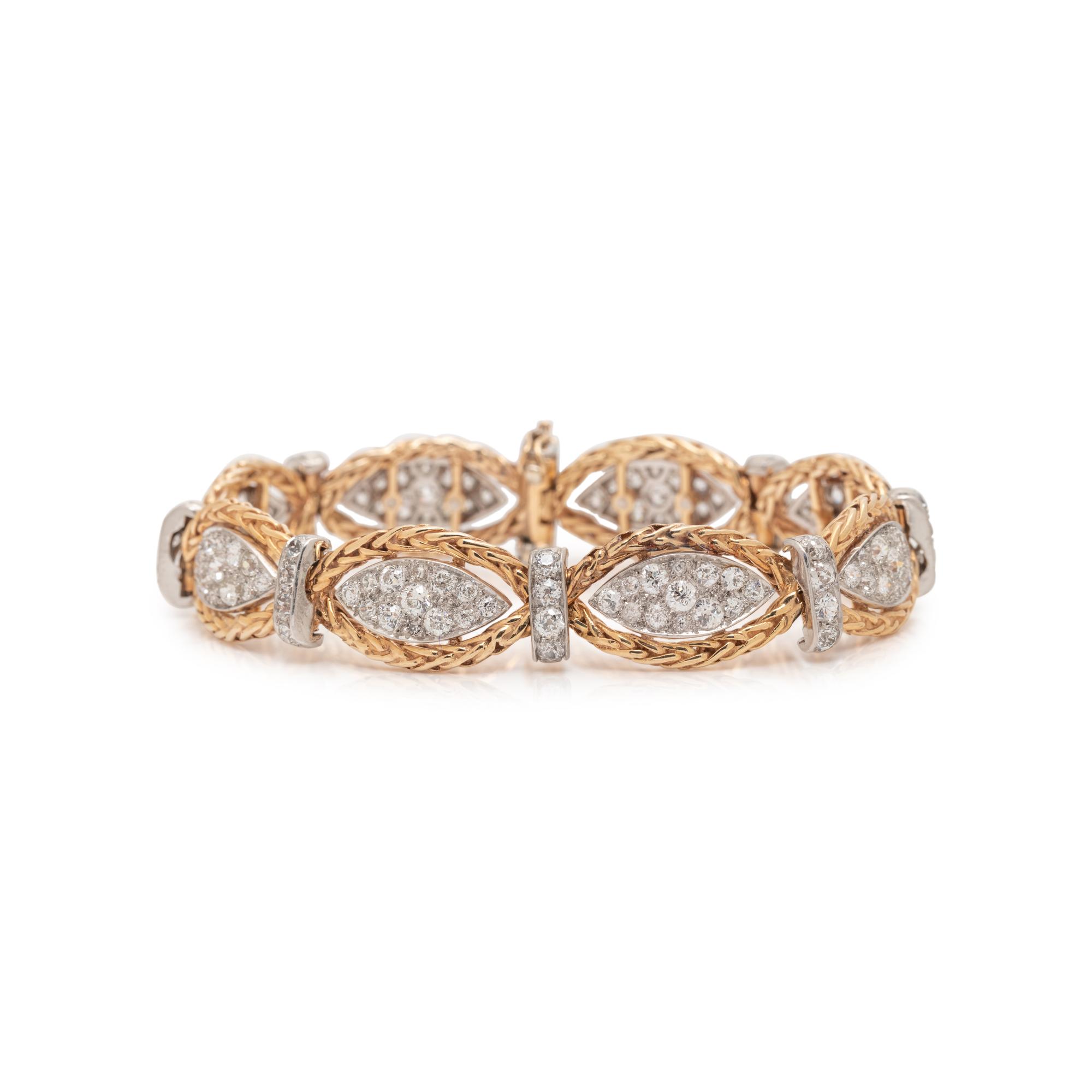 YELLOW GOLD, PLATINUM AND DIAMOND BRACELET