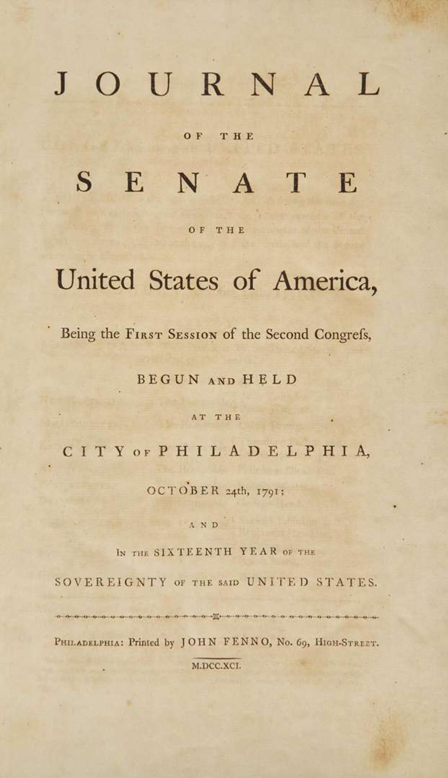 [Americana] Senate Journals of the First and Second Sessions of the Second Congress
