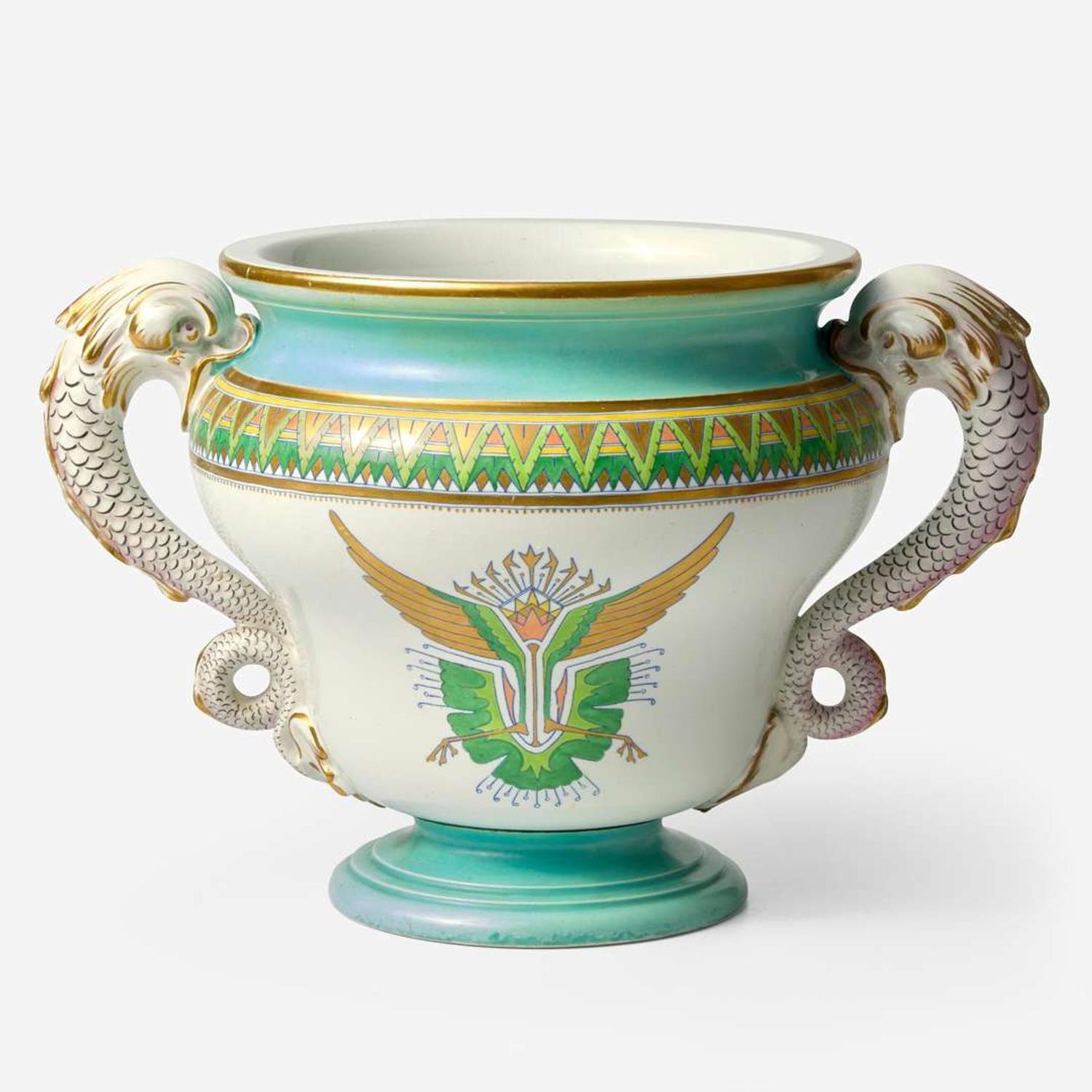 A Wedgwood Majolica Jardiniere with Christopher Dresser (1834-1904) Designed Decoration UK, circa 1860s