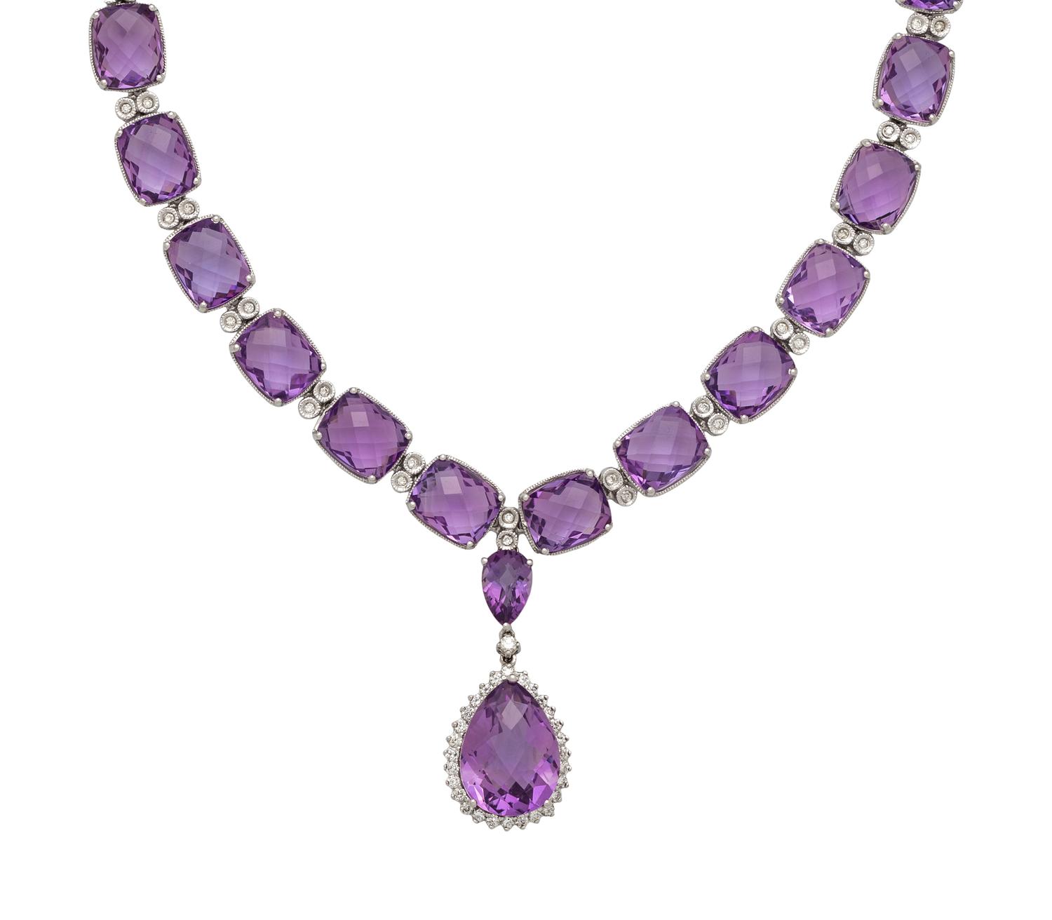 AMETHYST AND DIAMOND NECKLACE