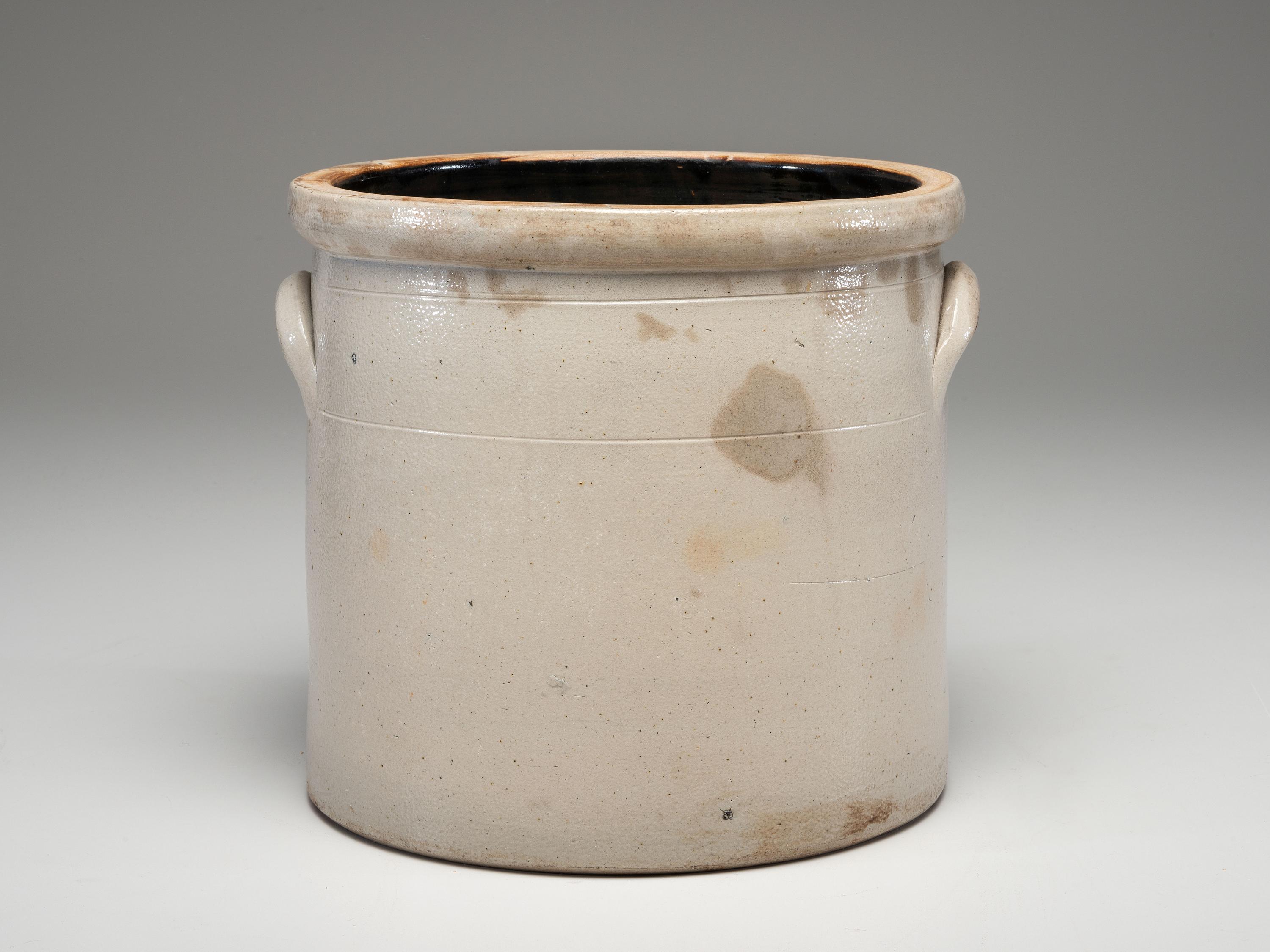 A Haxtun and Co. Four-Gallon Cobalt Decorated Stoneware Crock