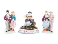 Three Continental Porcelain Figures with Polychrome Enamel Decoration