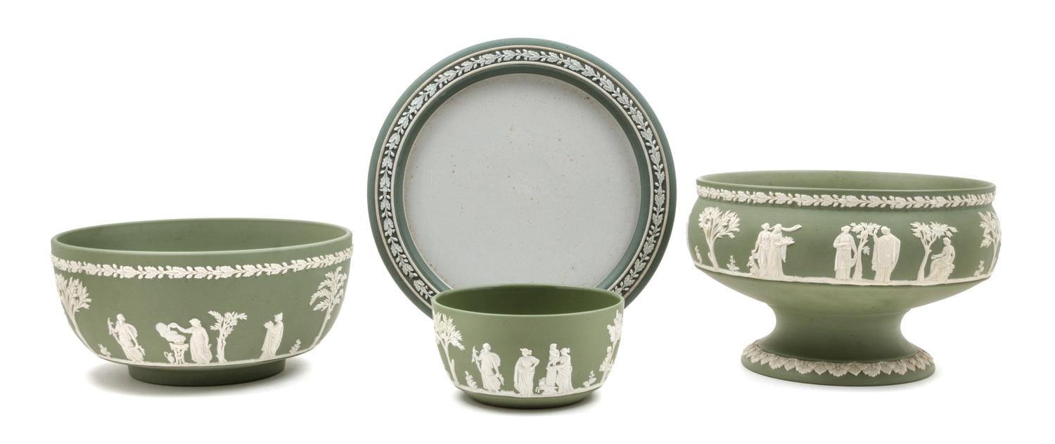 A Group of Four Wedgwood Jasperware Table Articles Diameter of underplate 9 inches. — 20TH CENTURY