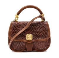 A Barry Kieselstein-Cord Brown Woven Leather Bag, 9 x 7 x 3 3/4 inches.
