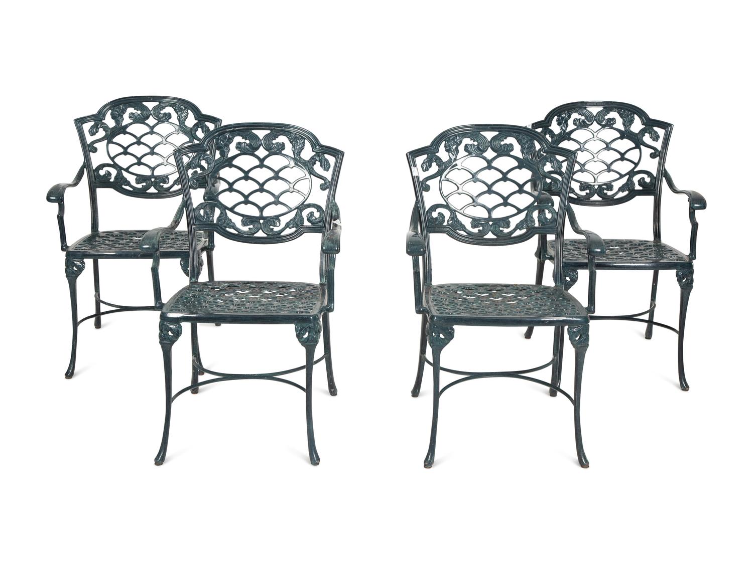 A Large Group of Painted Aluminum Garden Furniture — 20th Century