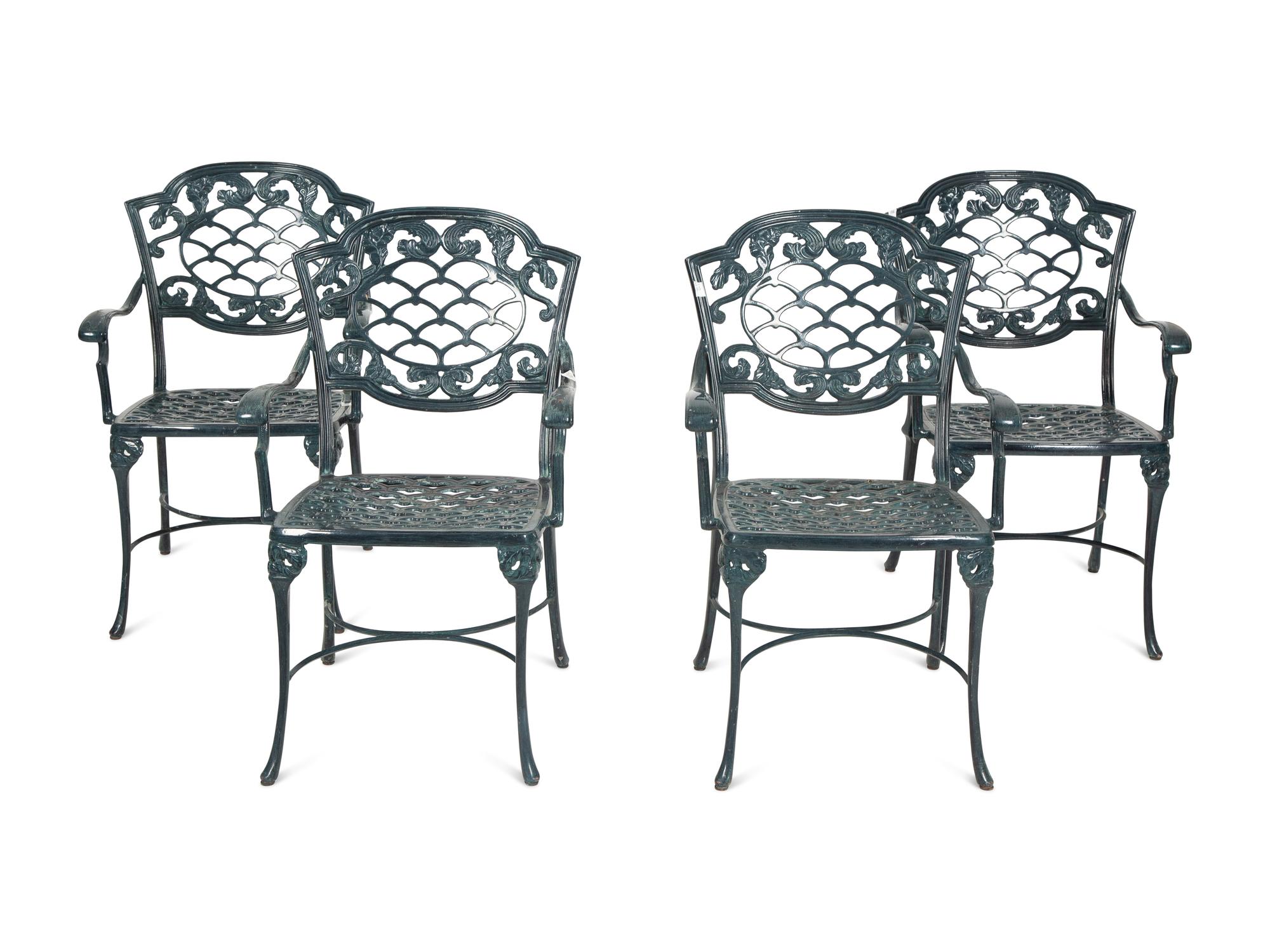 A Large Group of Painted Aluminum Garden Furniture — 20th Century