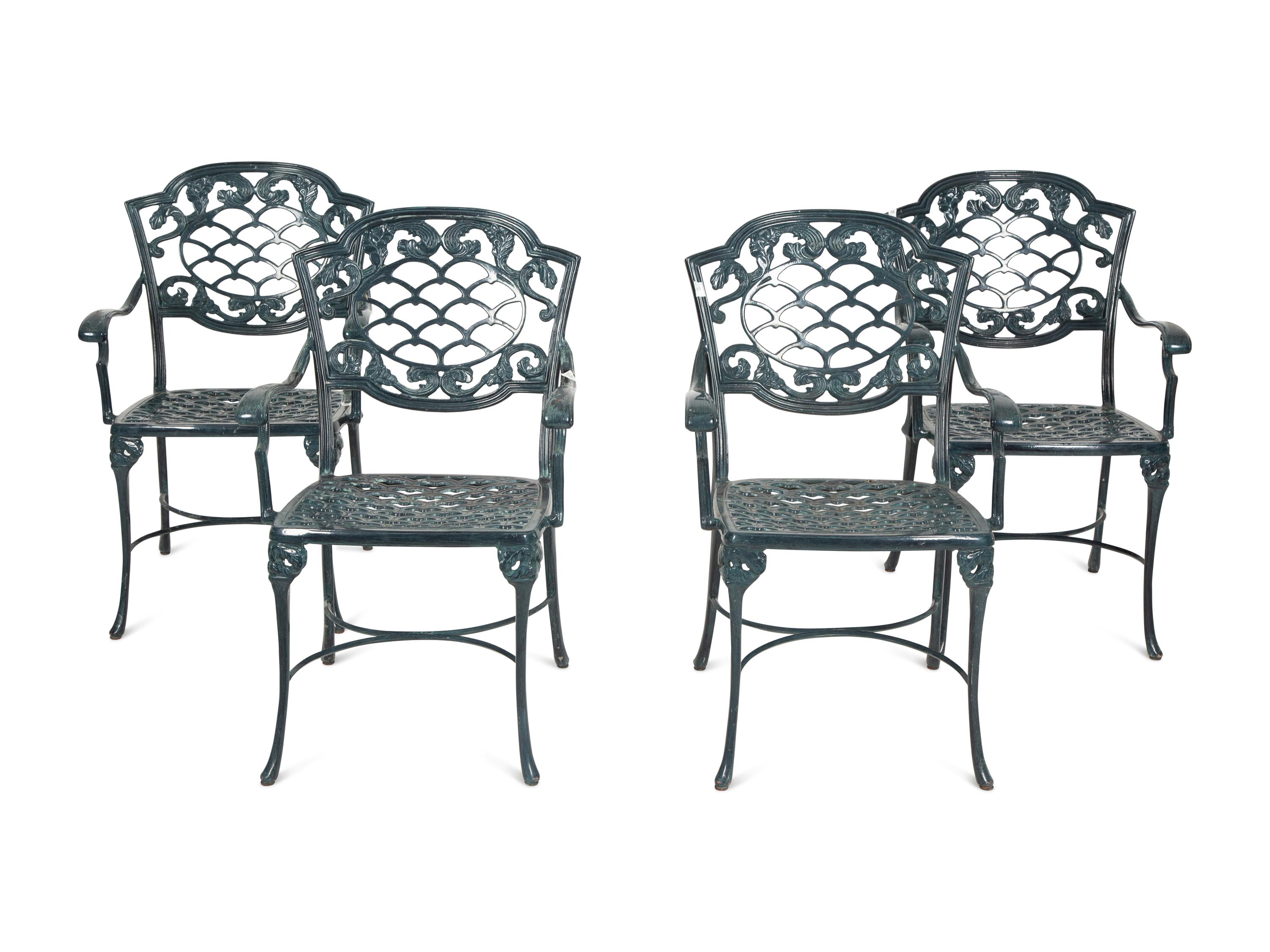 A Large Group of Painted Aluminum Garden Furniture — 20th Century