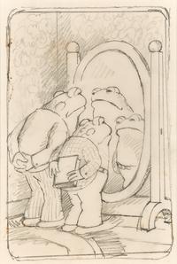Study for 'We look brave' said Frog. 'Yes but are we?' asked Toad