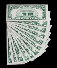 A Group of Fifteen United States $5 Federal Reserve Notes