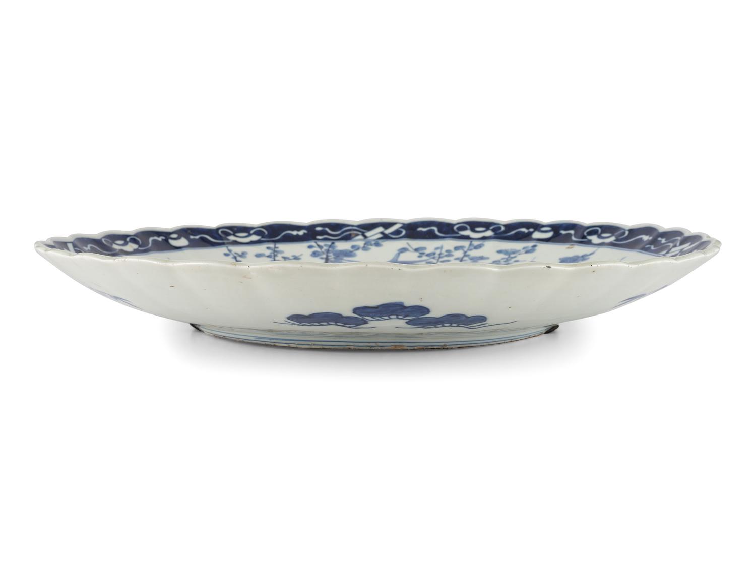 A Japanese Export Blue and White Porcelain Lobed Charger
