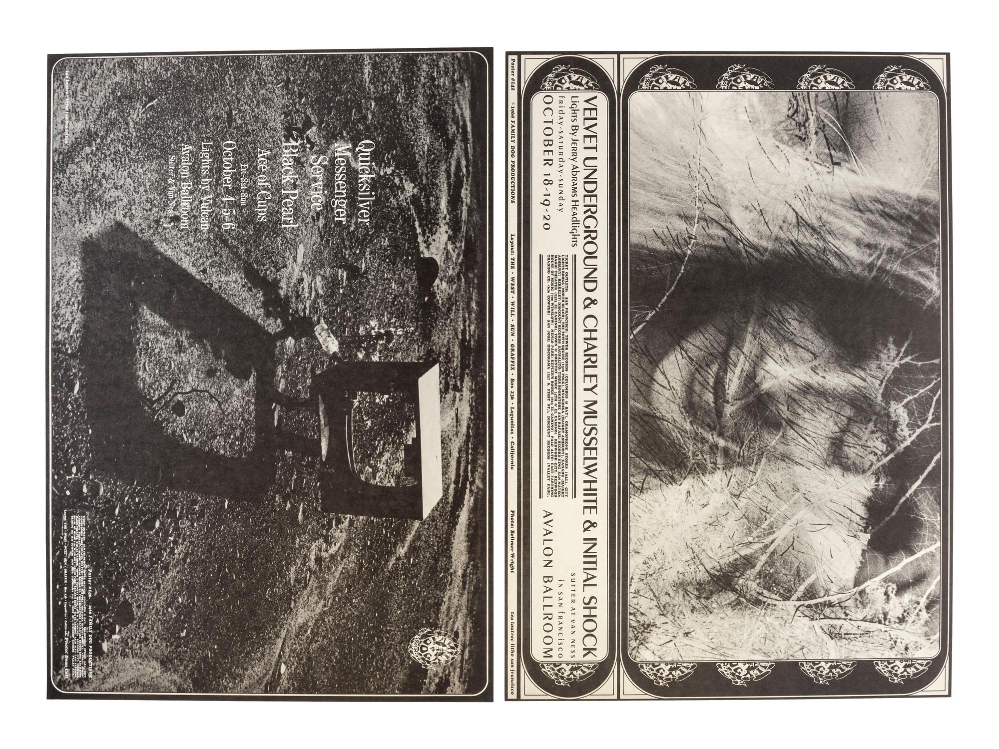 [MUSIC] -- [POSTERS]. CALL, Dean, WILSON, Wes, KNIGHT, Robert, UELSMANN, Robert, WAINWRIGHT, Jerry, SAN ANDREAS FAULT, artists. A group of 8 Family Dog posters for 1968 shows, comprising: