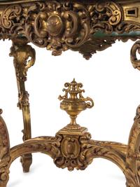 A Louis XV Style Giltwood Jardinière Table with an Associated Painted Top