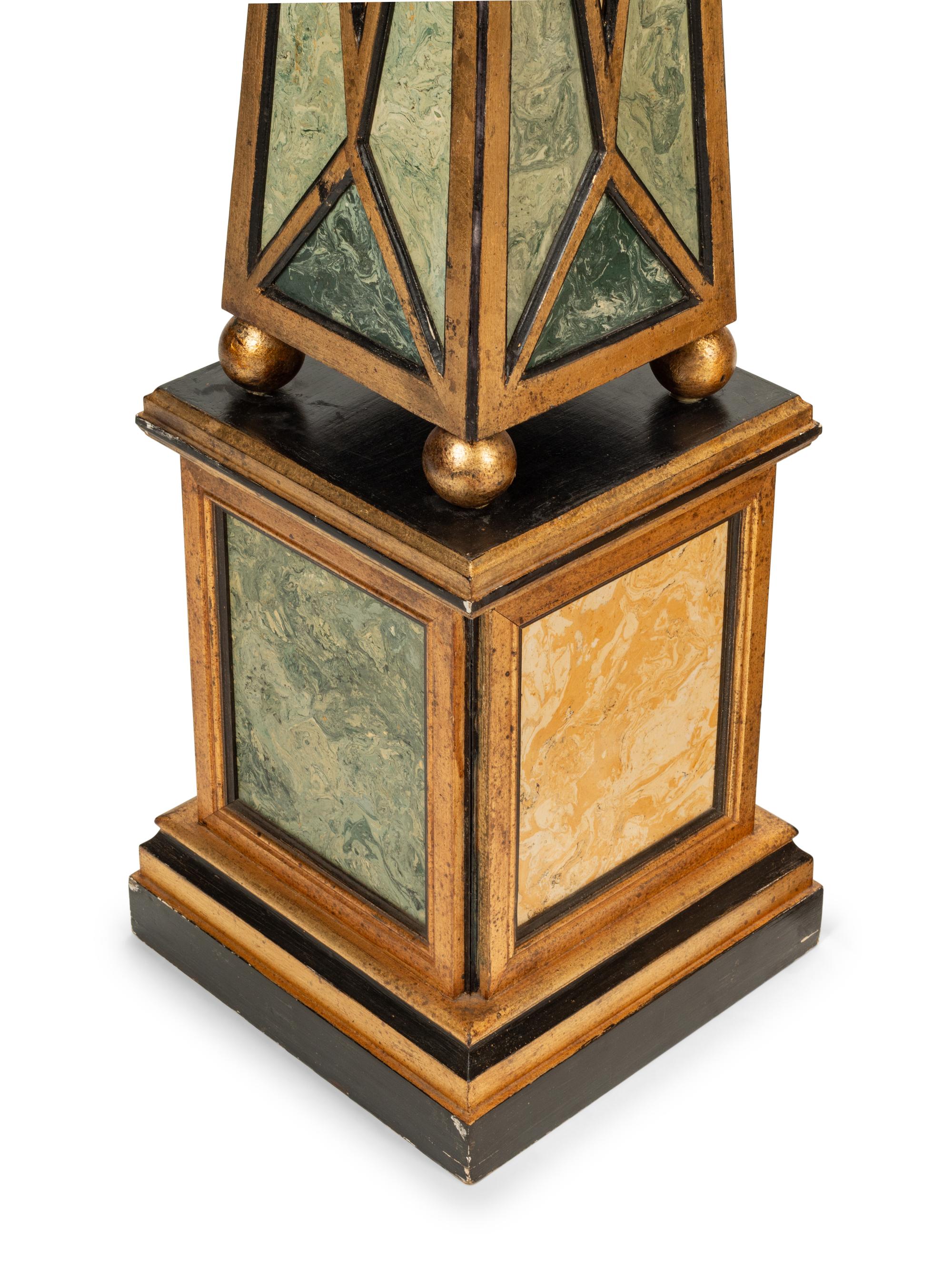 A Pair of Large Faux Marble Painted Obelisks