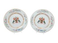 A Pair of Chinese Export Porcelain Armorial Chargers Bearing the Arms of Rose