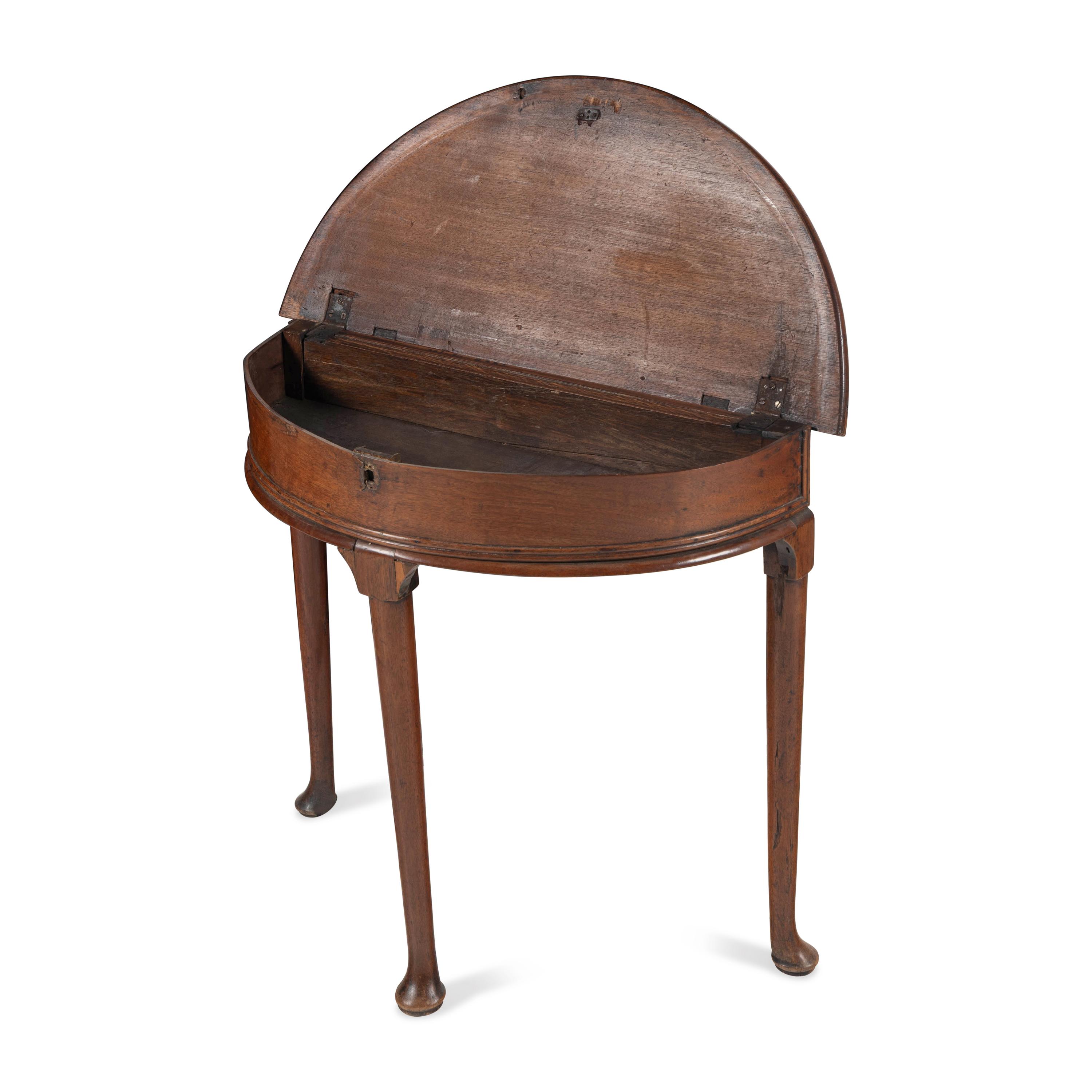 A George I Walnut Demilune Side Table