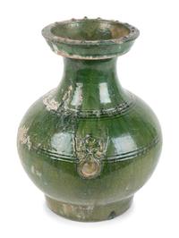 A Chinese Green-Glazed Terracotta Hu-Form Vase — HAN DYNASTY