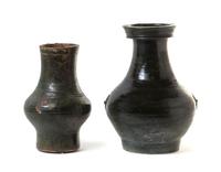 Two Green Glazed Pottery Vases — HAN DYNASTY