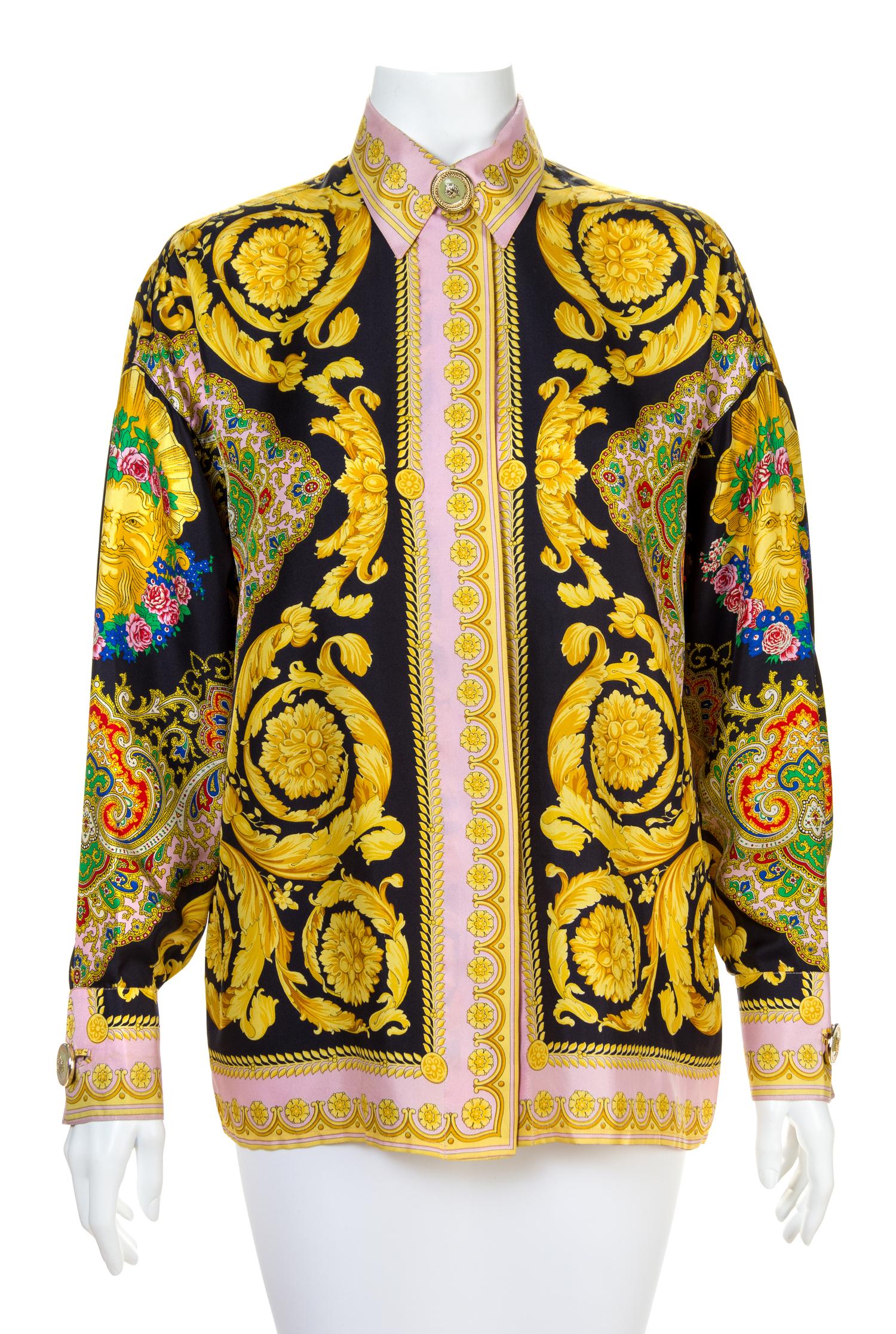 A Gianni Versace Silk Print Shirt, Size 42.