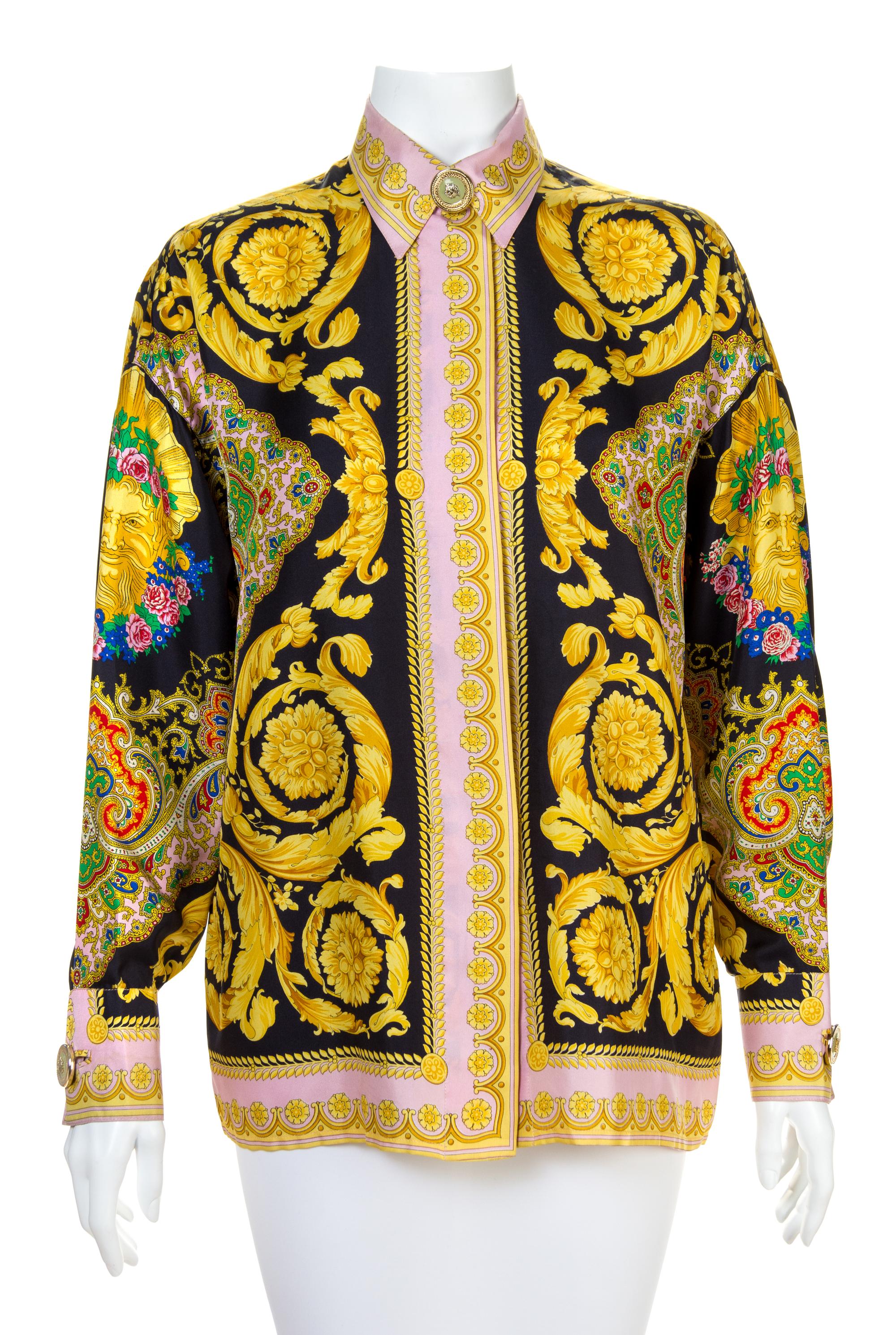 A Gianni Versace Silk Print Shirt, Size 42.