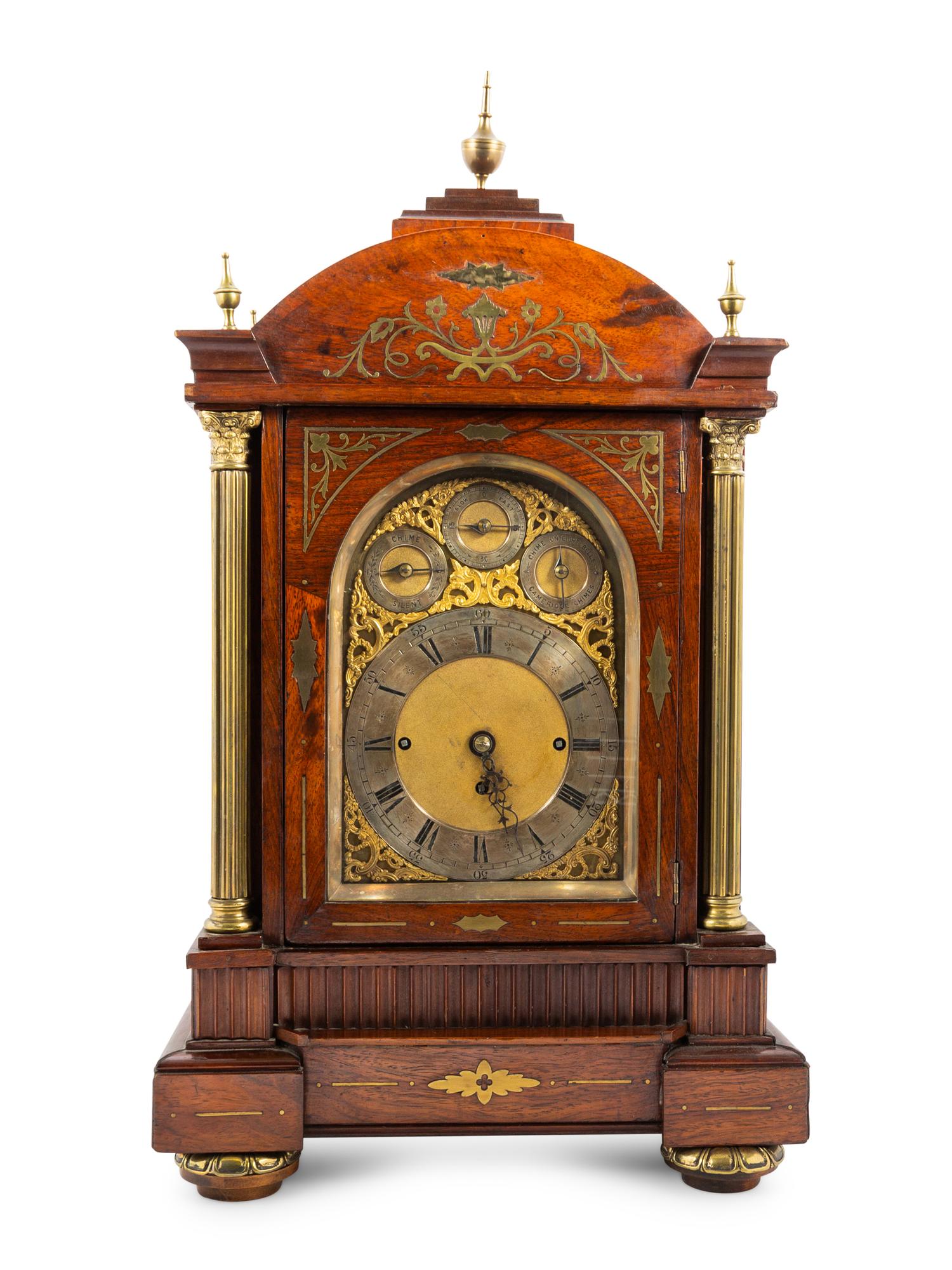 A Brass Inlaid Rosewood Bracket Clock