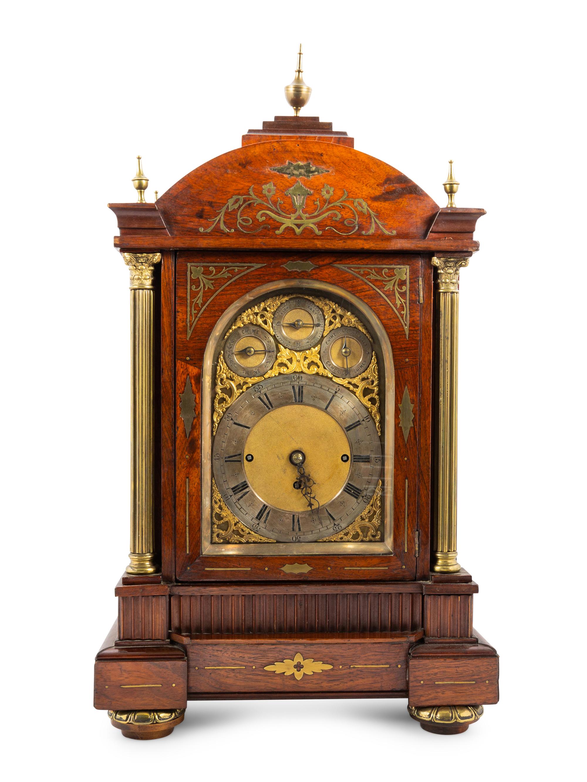 A Brass Inlaid Rosewood Bracket Clock