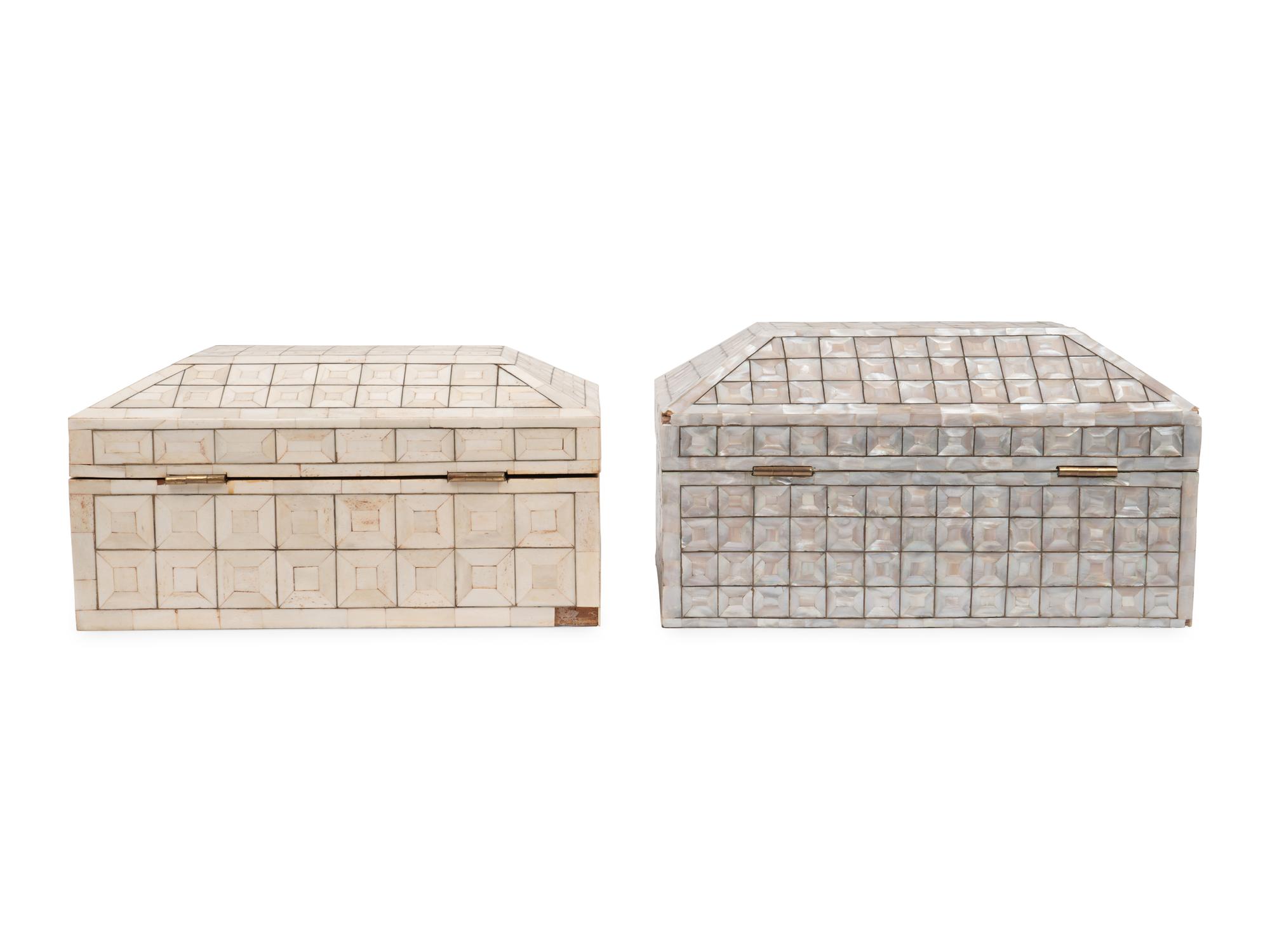 A Mother-of-Pearl Table Casket and a Bone Veneered Table Casket