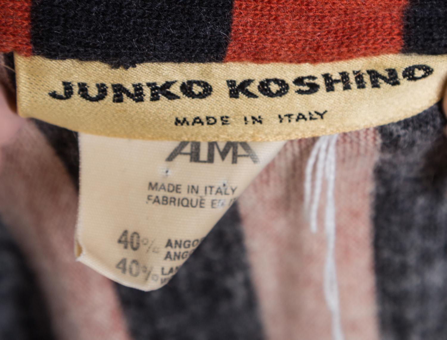 A Junko Koshino Burnt Orange and Black Angora and Wool Dress, Size 44.