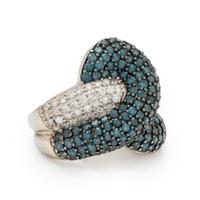 Diamond, Treated Blue Diamond, and White Gold Ring