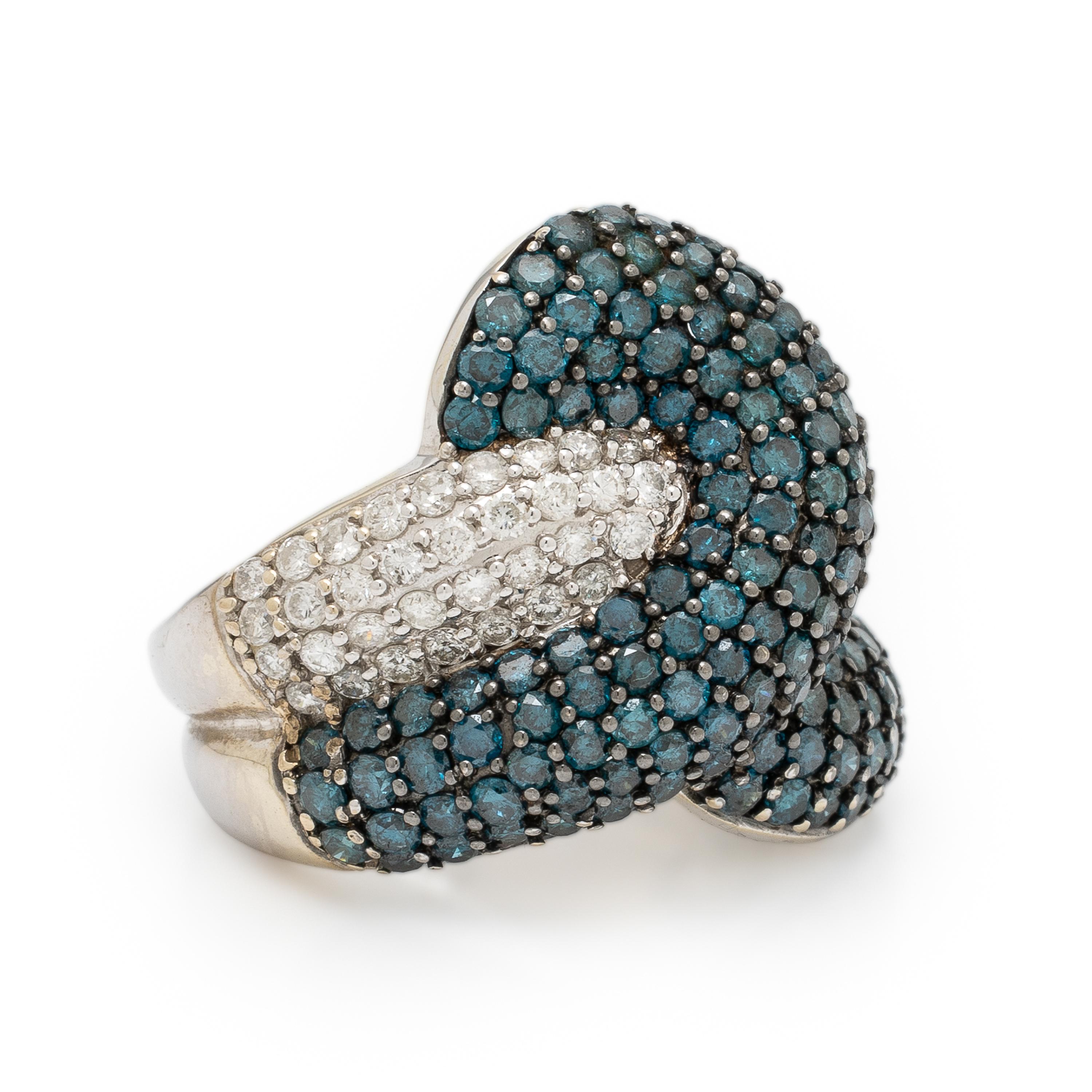 Diamond, Treated Blue Diamond, and White Gold Ring
