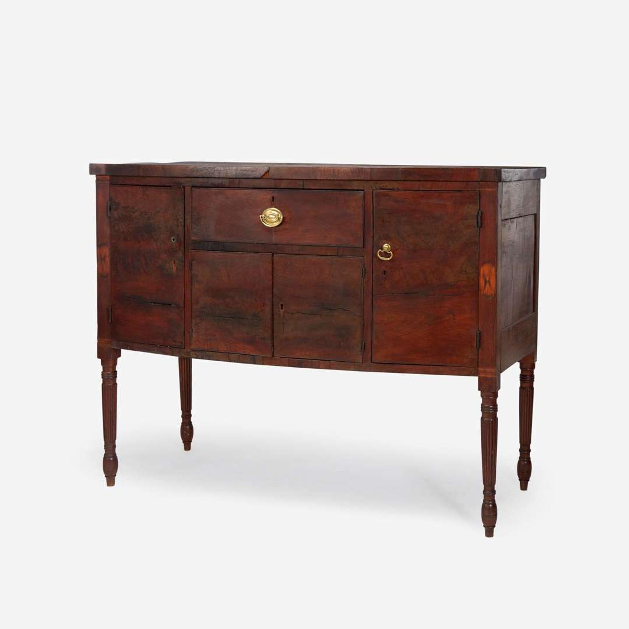 A small Federal inlaid mahogany bowfront sideboard Mid-Atlantic States, early 19th century