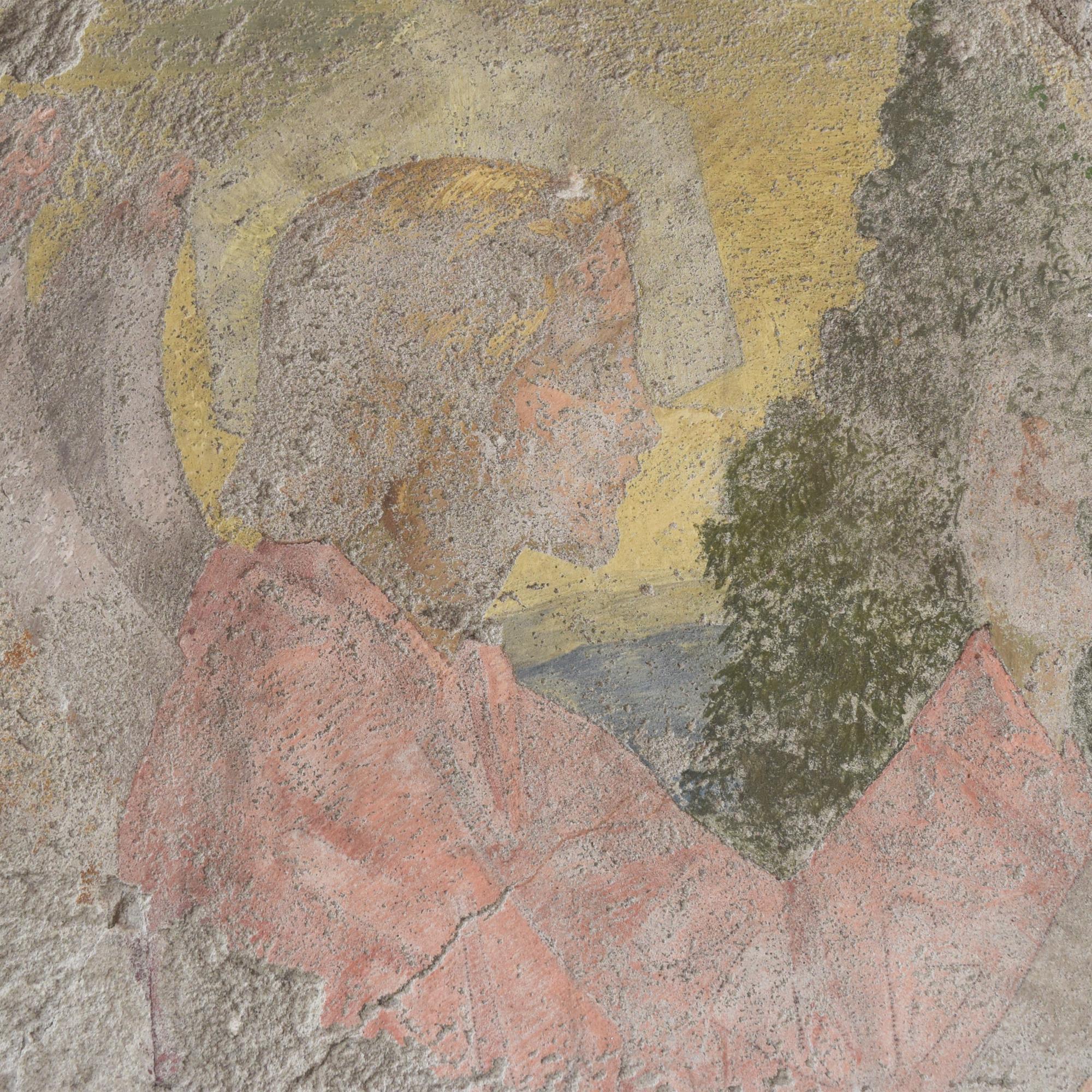 A Painted Fresco with the Angel Gabriel 44" W x 4" D x 64" H — Italy, Circa 1820