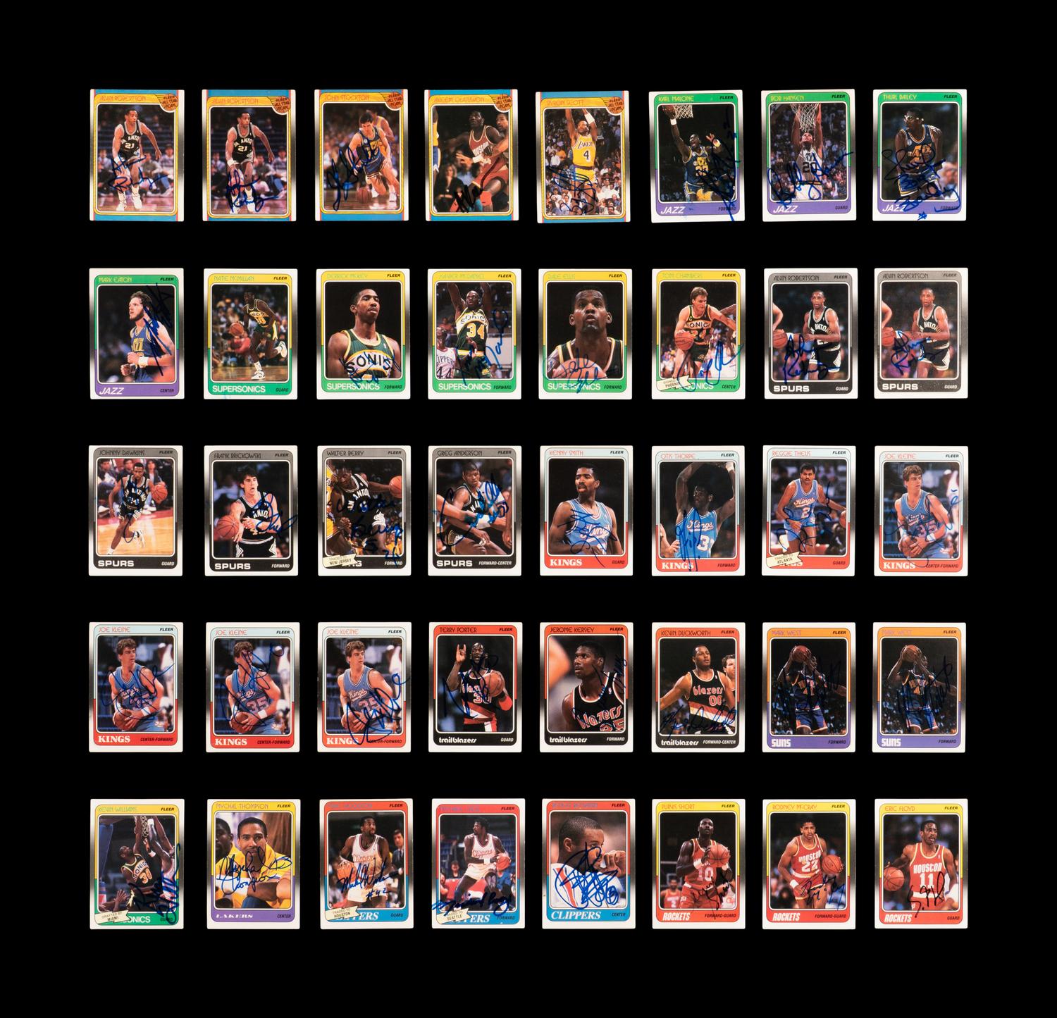 A Collection of 1988 Fleer Signed Autograph Basketball Cards (52)
