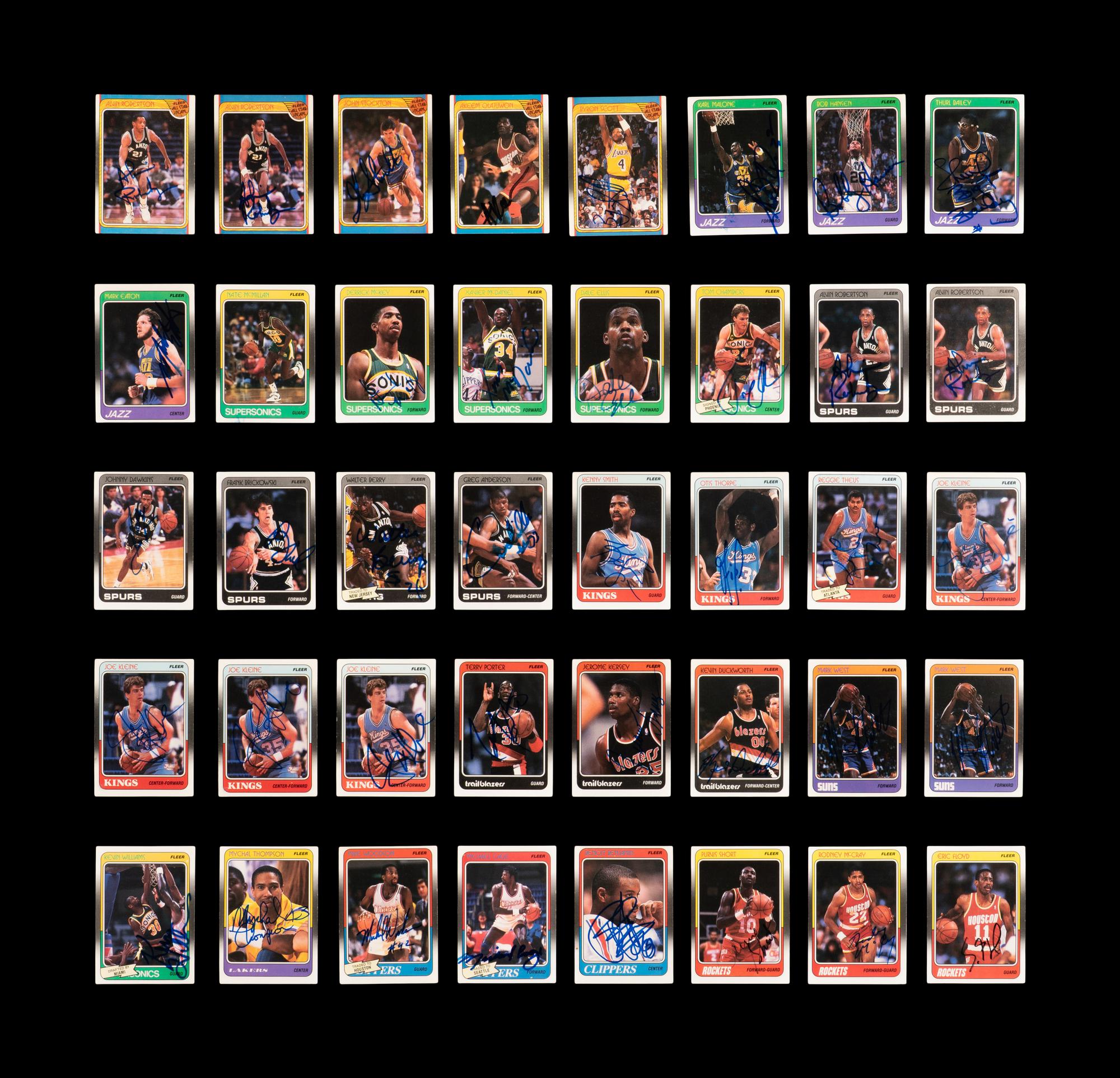 A Collection of 1988 Fleer Signed Autograph Basketball Cards (52)