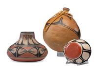 Pottery Canteen and Jar, PLUS