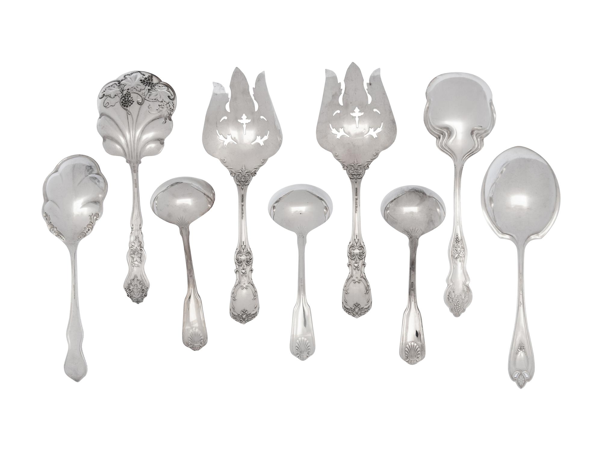 A Group of American and English Silver and Silver-Plate Serving Spoons
