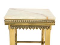 A Pair of Victorian Onyx-Top Brass Side Tables