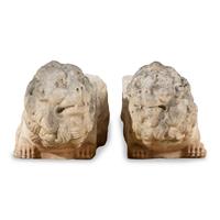 A Pair of Italian Carved Marble Lions