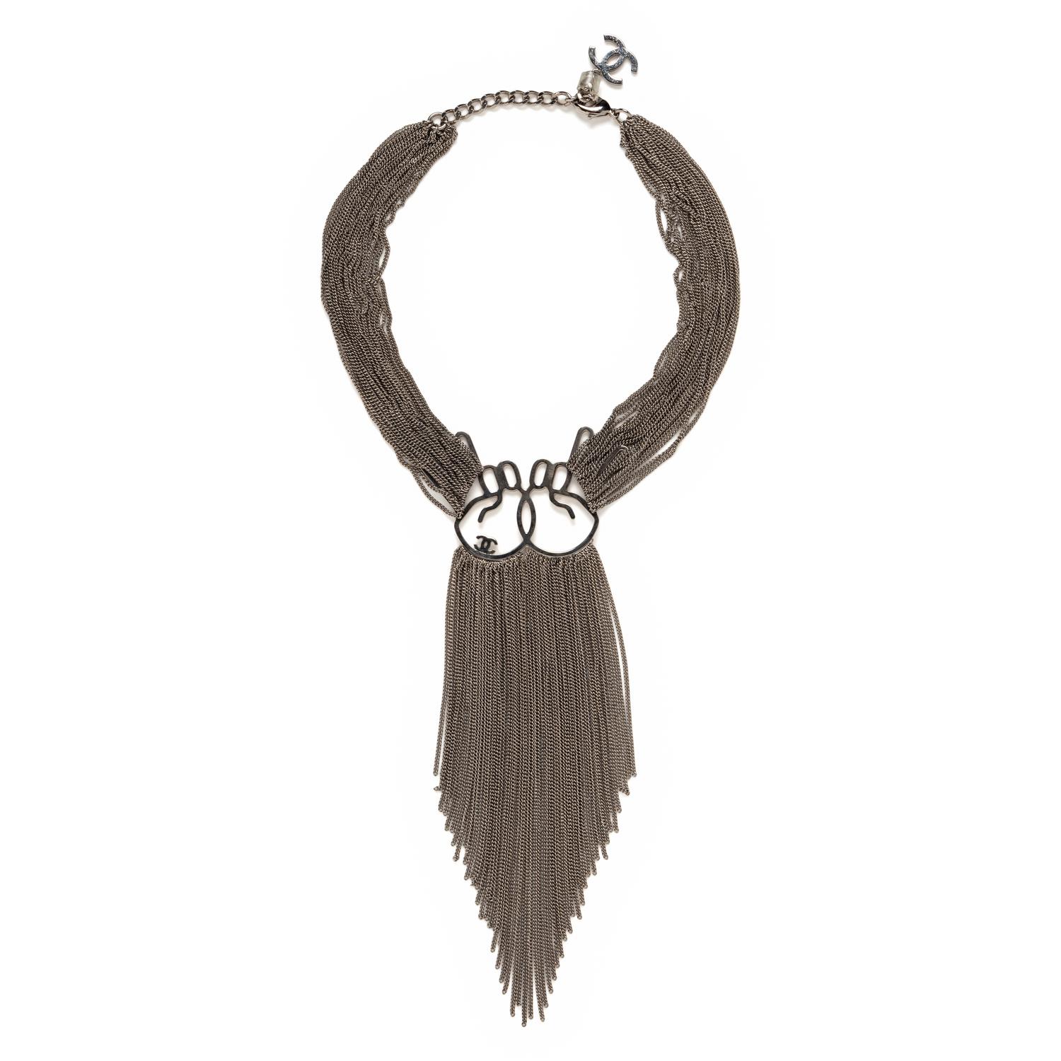 CHANEL, PEACE SIGN CHAIN FRINGE NECKLACE, 2016